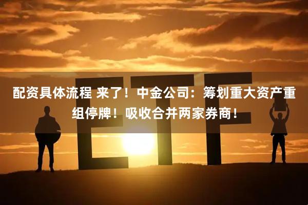 配资具体流程 来了！中金公司：筹划重大资产重组停牌！吸收合并两家券商！